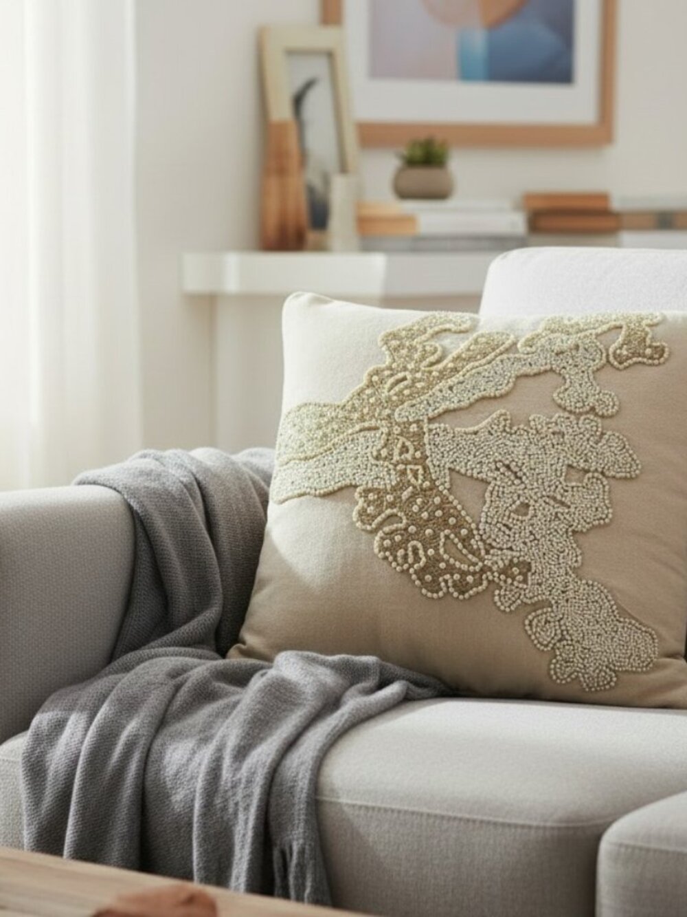 Bella Lux Ornate Beaded Pillow